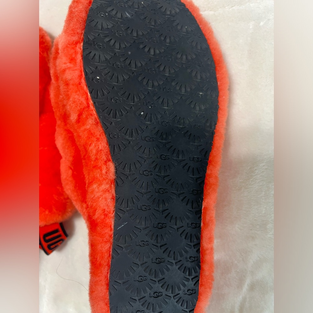 UGG Fluff Yeah Slides Hazard Orange Size 6 Women EUC - Picture 10 of 11